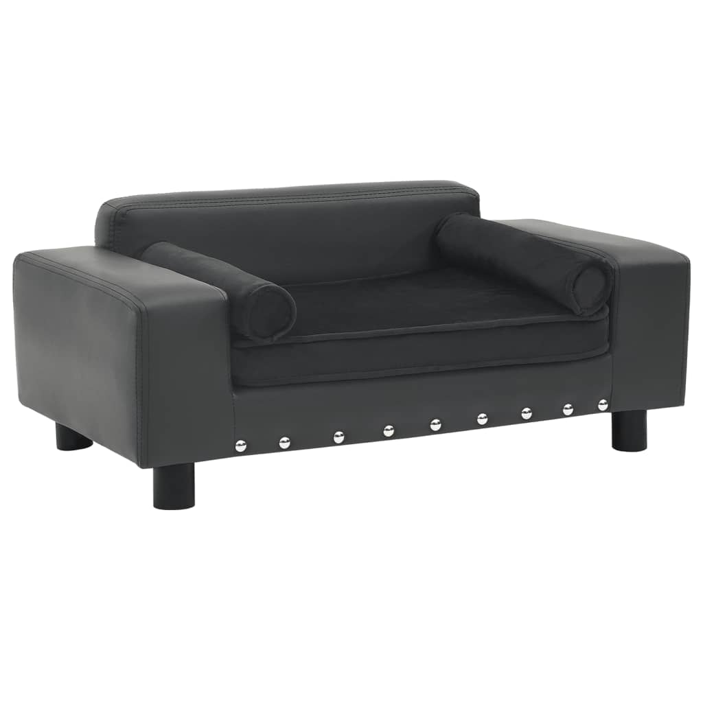 vidaXL Dog Sofa Dark Gray 31.9x16.9x12.2 Plush and Faux Leather
