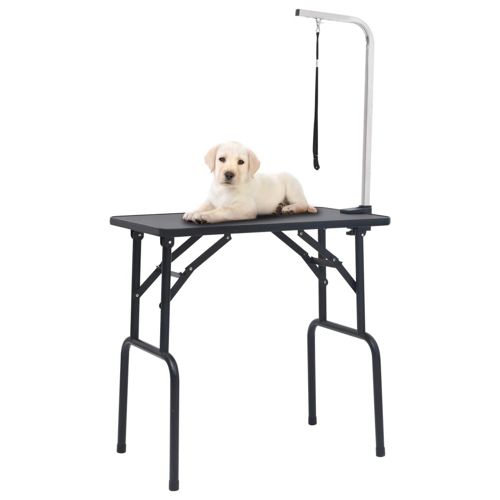 vidaXL Adjustable Pet Grooming Table with Loop - Large Non-Slip Tabletop, Solid Steel Construction, Foldable Design for Easy Storage, Suitable for All Dog Sizes