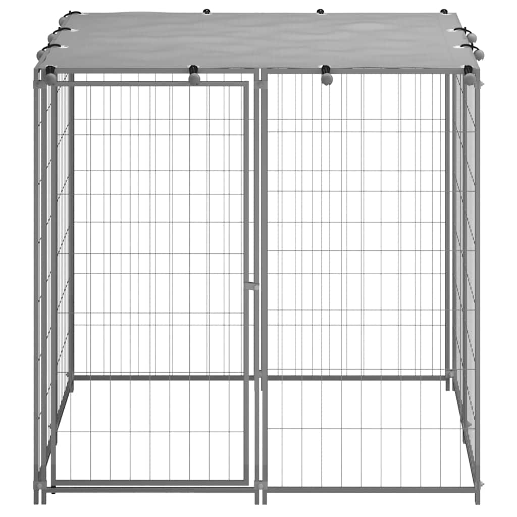 'vidaXL Spacious Steel Dog Kennel with Secure Door and UV-Resistant Roof - Perfect for Outdoor, Garden, Yard, and Patio.