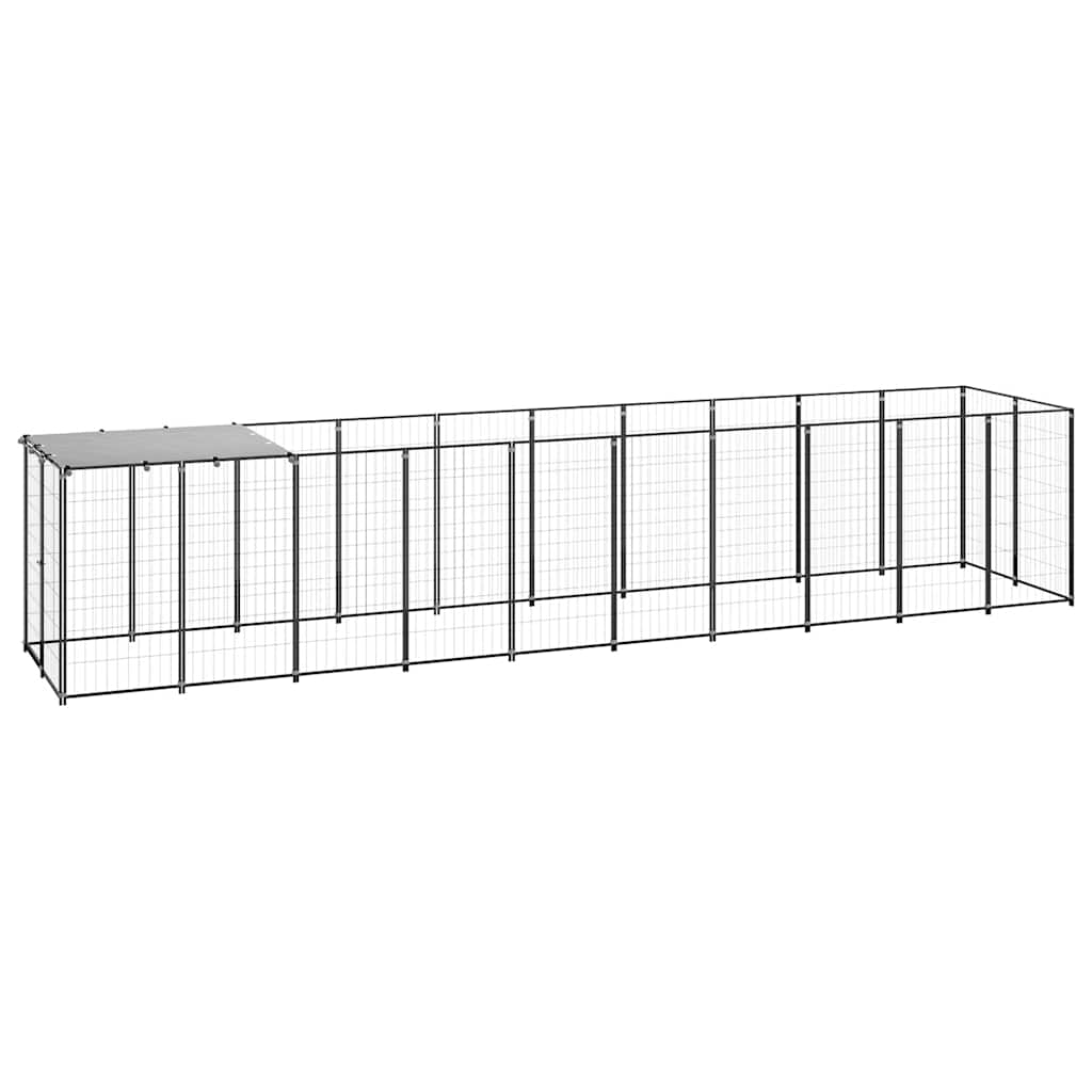 vidaXL Dog Kennel Black 65.1 ft Steel