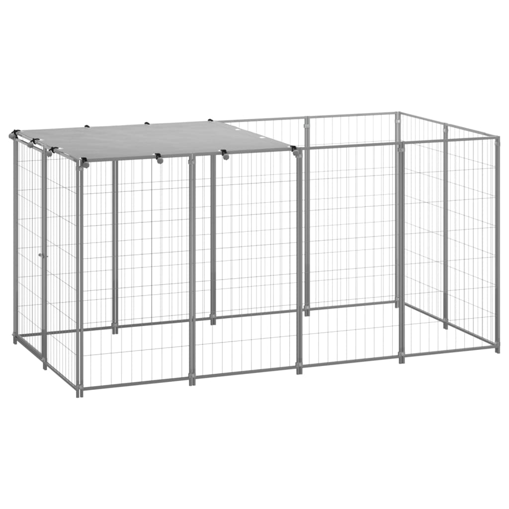 vidaXL Dog Kennel Silver 26 ft Steel