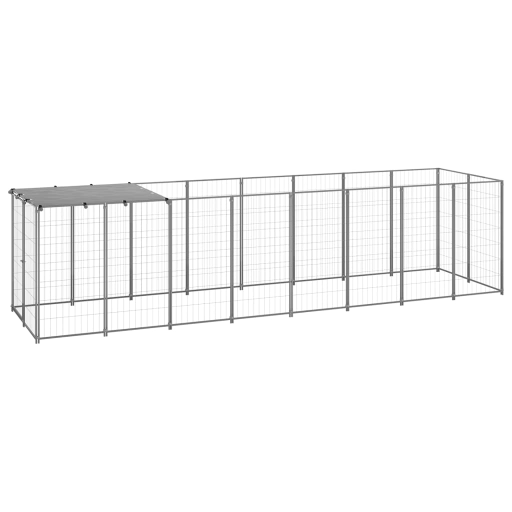 vidaXL Dog Kennel Silver 52.1 ft Steel