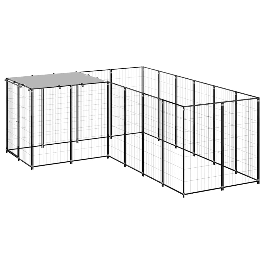 vidaXL Dog Kennel Black 52.1 ft Steel