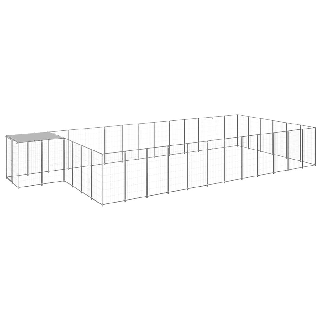 vidaXL Dog Kennel Silver 247.5 ft Steel