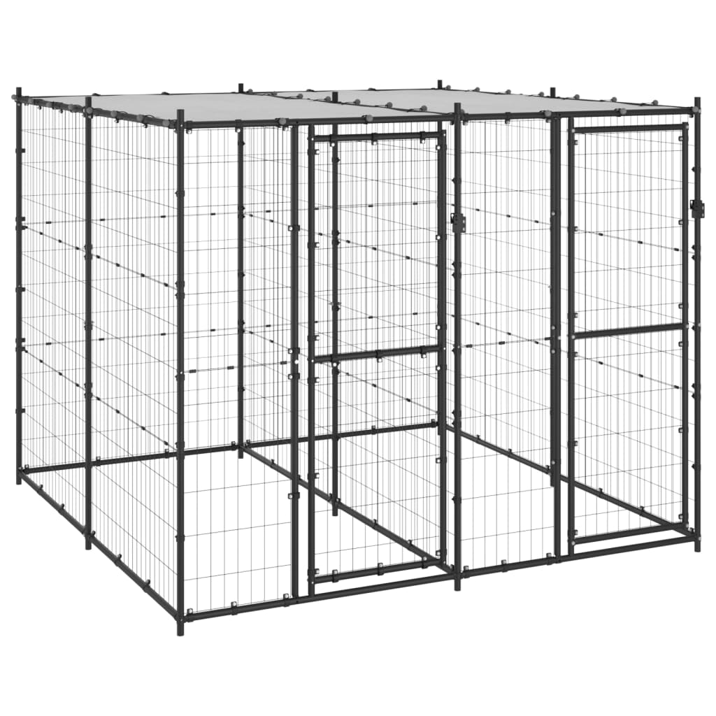 vidaXL Outdoor Dog Kennel Steel with Roof 52.1 ft