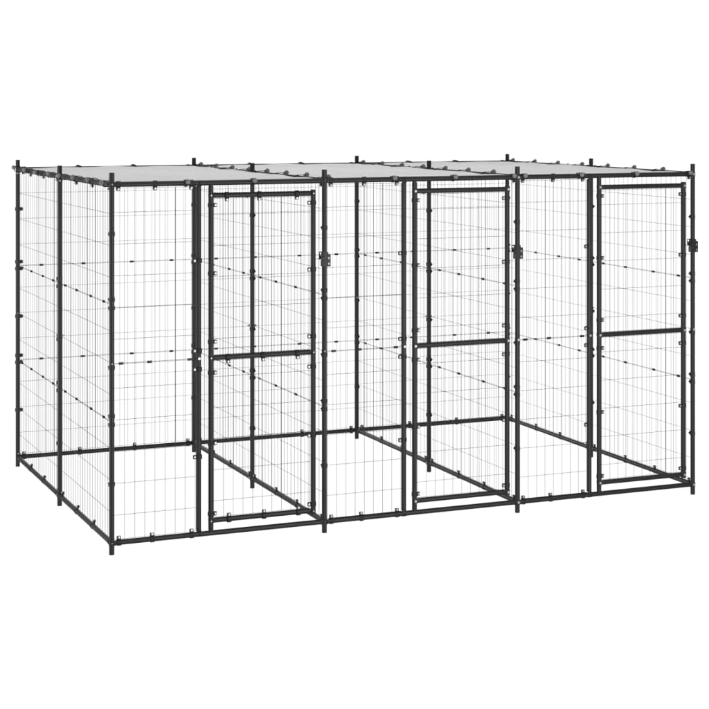 vidaXL Outdoor Dog Kennel Steel with Roof 78.1 ft