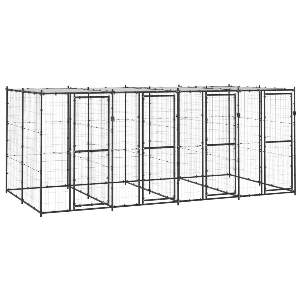 vidaXL Outdoor Dog Kennel Steel with Roof 104.2 ft
