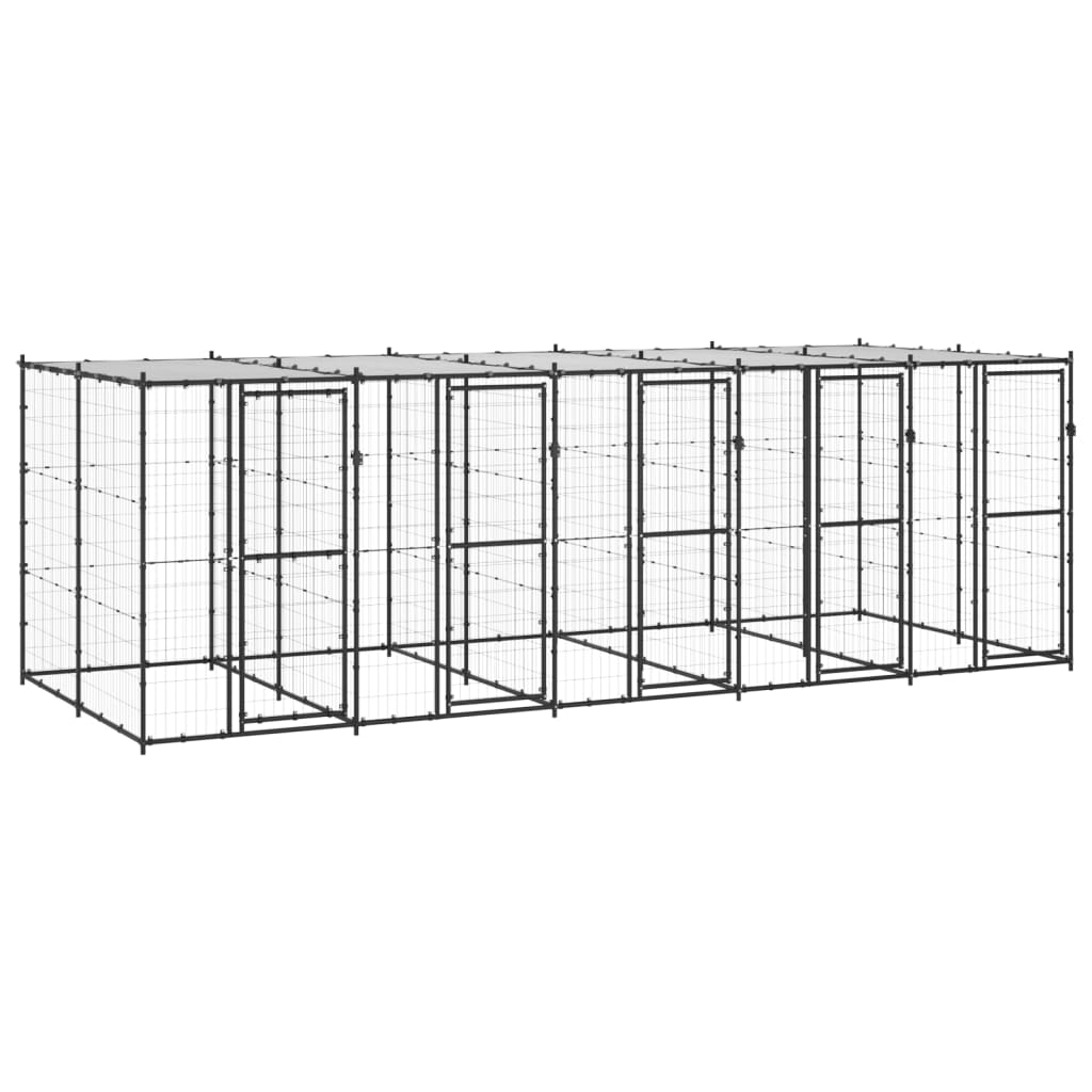 vidaXL Outdoor Dog Kennel Steel with Roof 130.2 ft