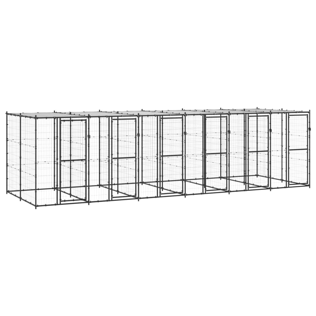 vidaXL Outdoor Dog Kennel Steel with Roof 156.3 ft