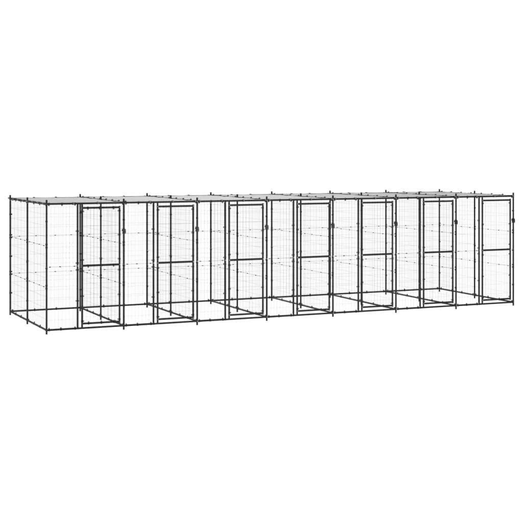 vidaXL Outdoor Dog Kennel Steel with Roof 182.3 ft