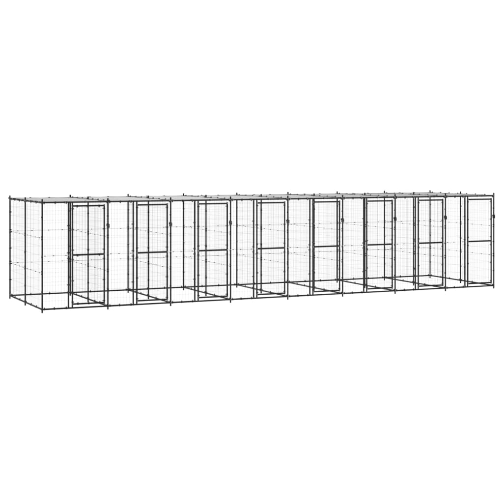 vidaXL Outdoor Dog Kennel Steel with Roof 208.4 ft