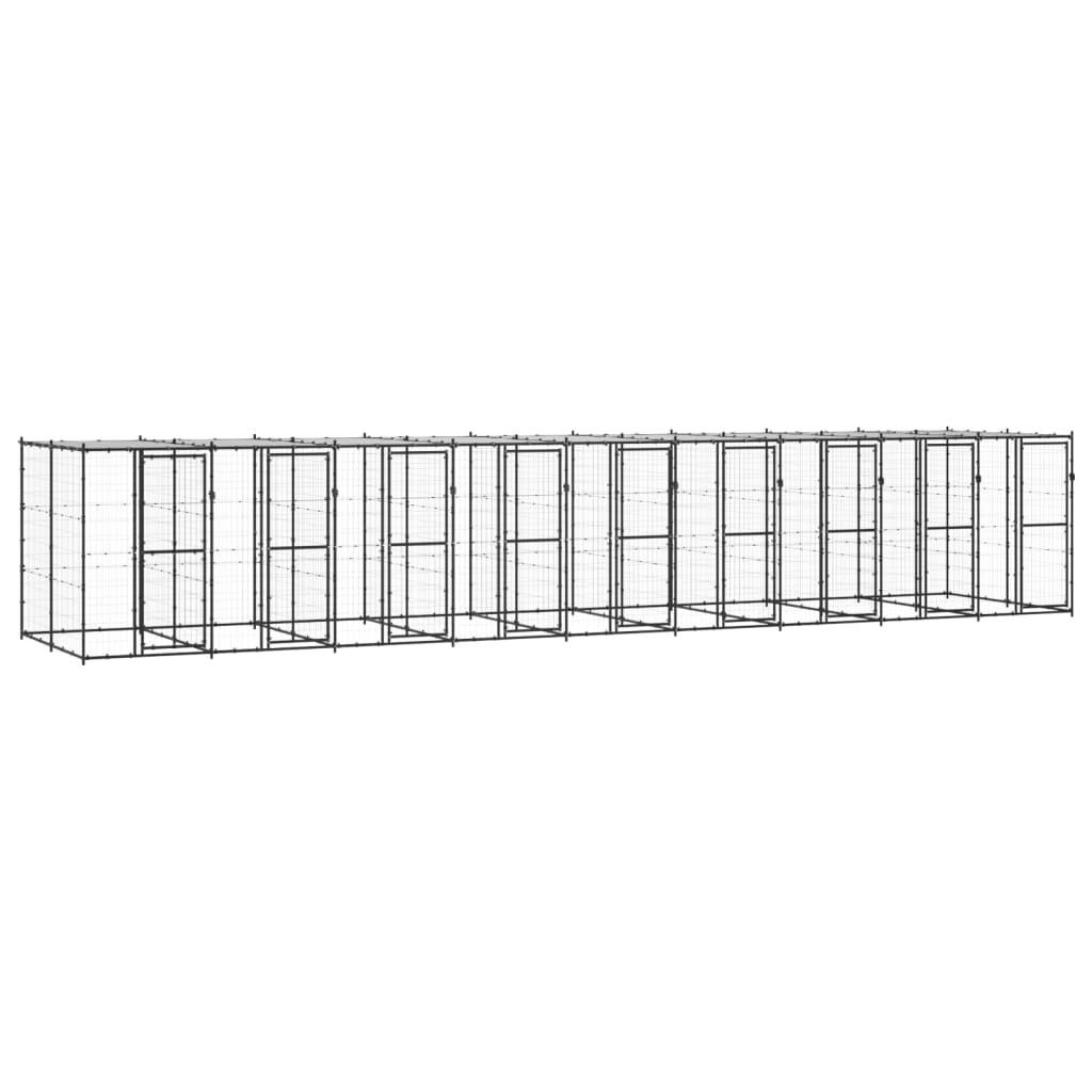 vidaXL Outdoor Dog Kennel Steel with Roof 234.4 ft