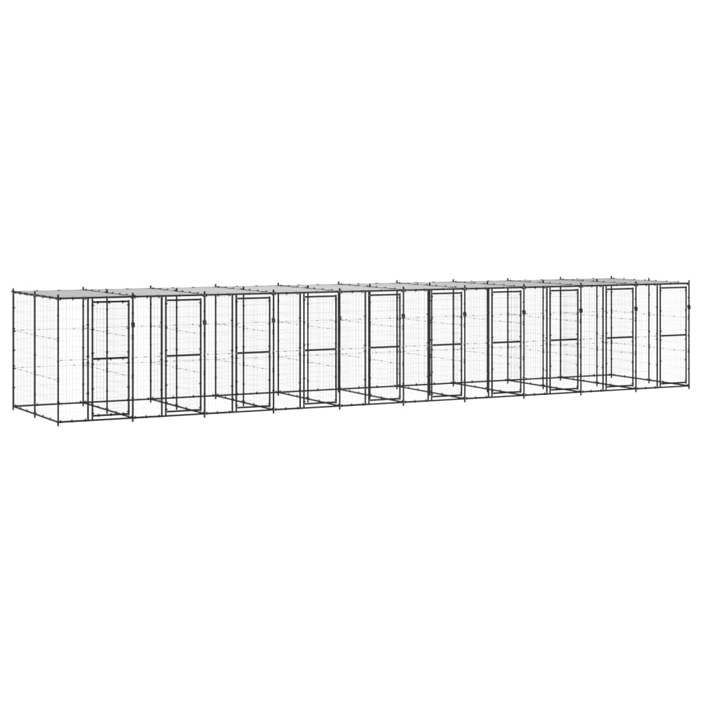 vidaXL Outdoor Dog Kennel Steel with Roof 260.5 ft