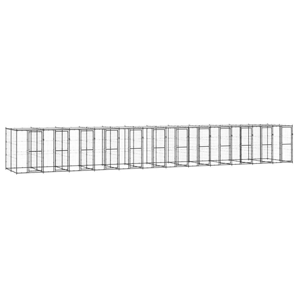 vidaXL Outdoor Dog Kennel Steel with Roof 312.6 ft