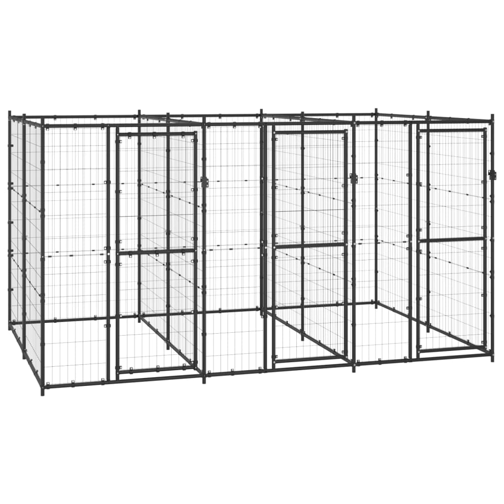 vidaXL Outdoor Dog Kennel Steel 78.1 ft