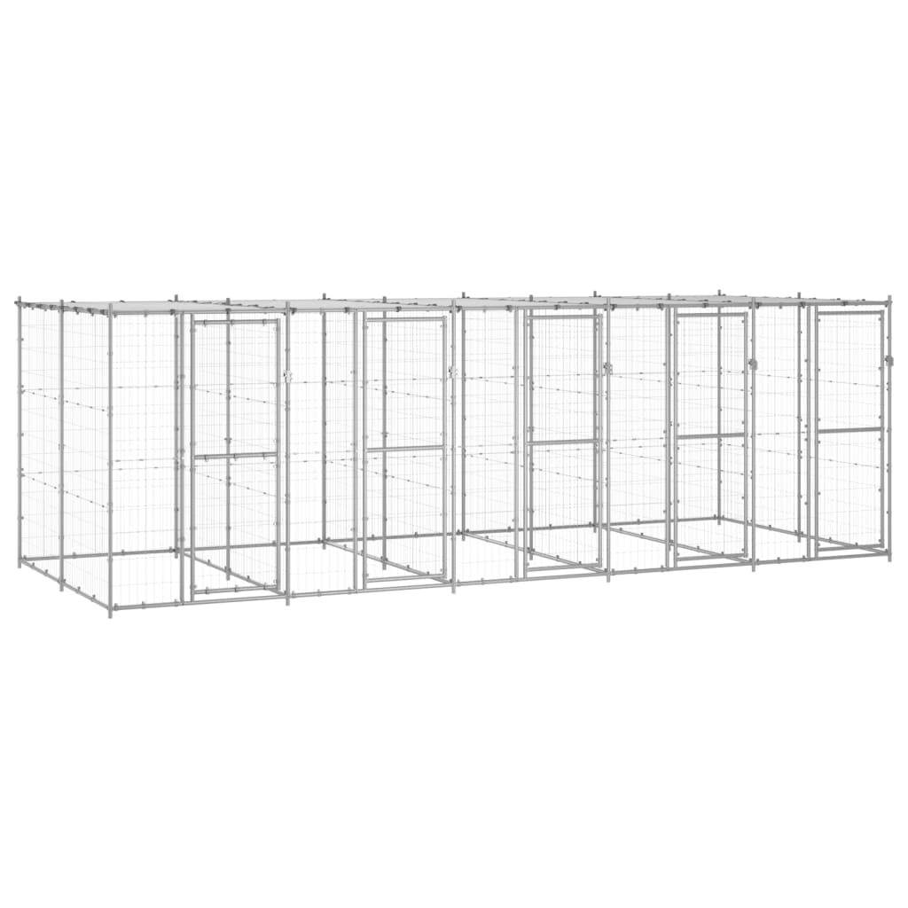 vidaXL Outdoor Dog Kennel Galvanized Steel with Roof 130.2 ft