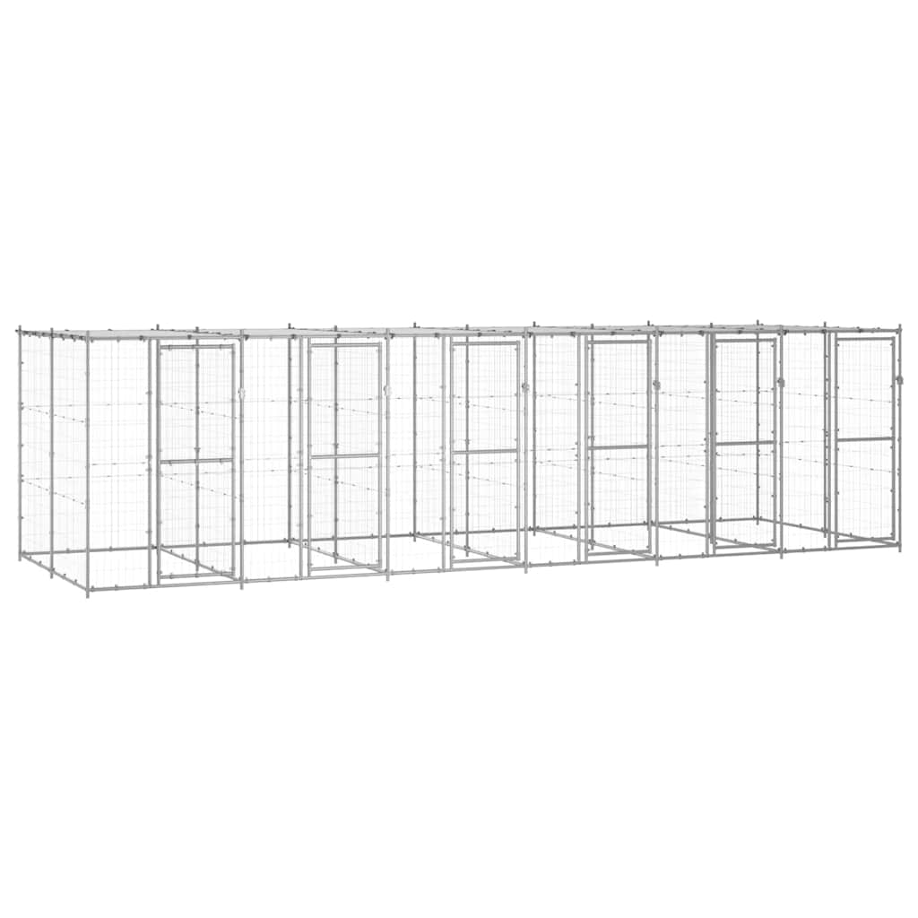 vidaXL Outdoor Dog Kennel Galvanized Steel with Roof 156.3 ft