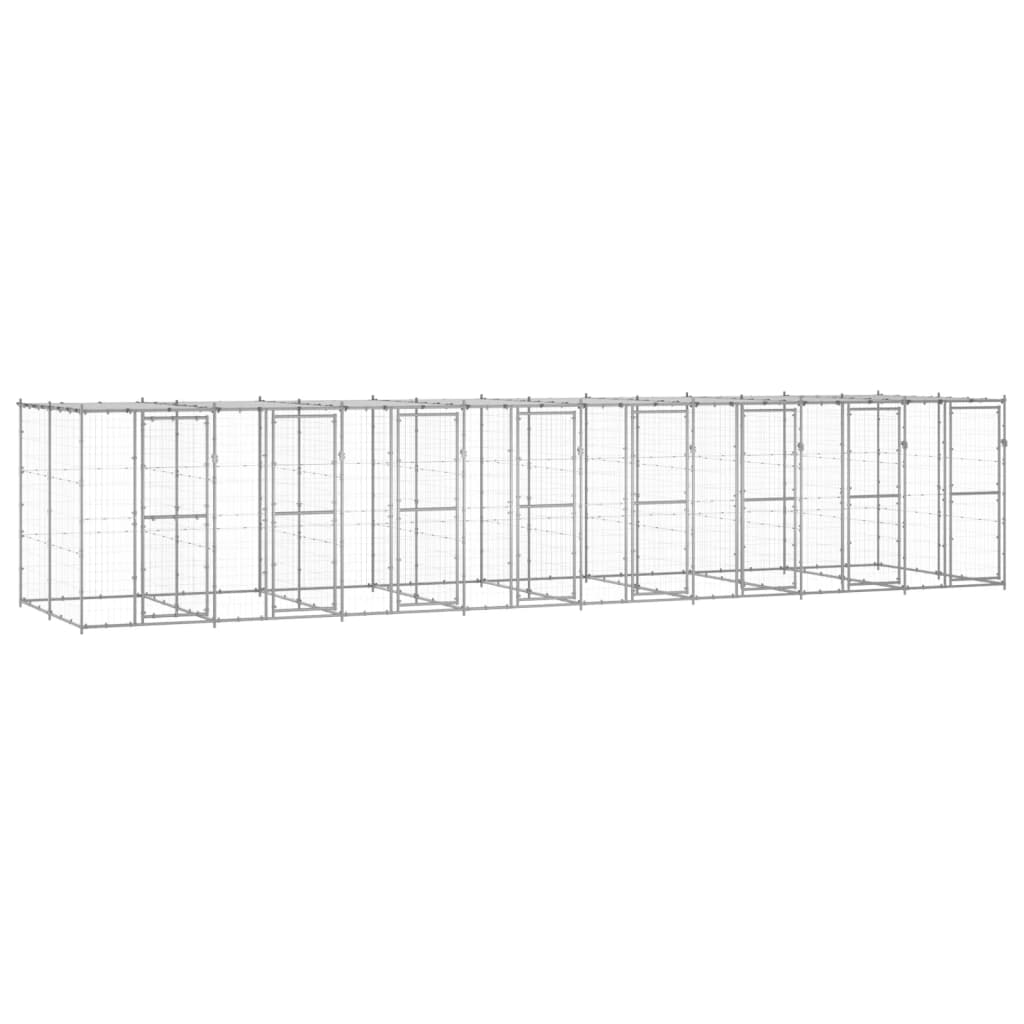 vidaXL Outdoor Dog Kennel Galvanized Steel with Roof 208.4 ft