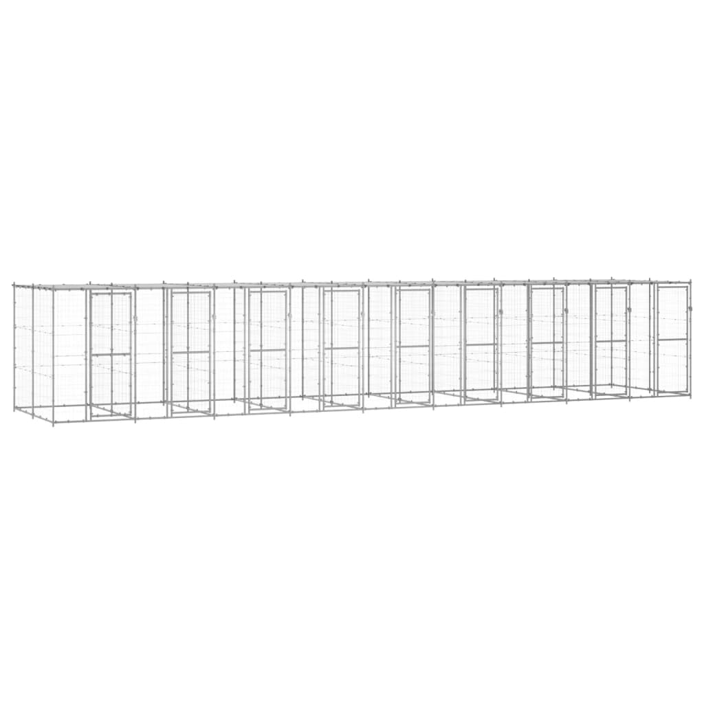 vidaXL Outdoor Dog Kennel Galvanized Steel with Roof 234.4 ft