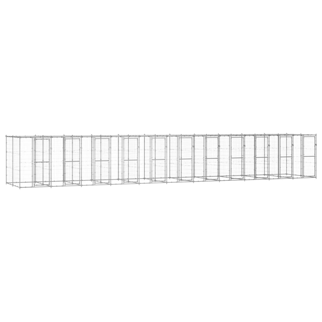 vidaXL Outdoor Dog Kennel Galvanized Steel with Roof 286.5 ft
