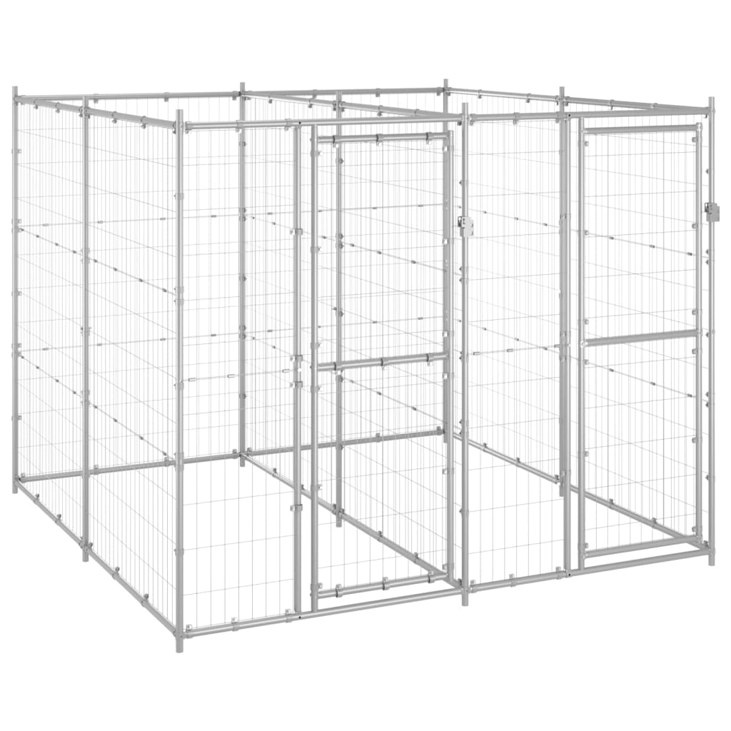 vidaXL Outdoor Dog Kennel Galvanized Steel 52.1 ft