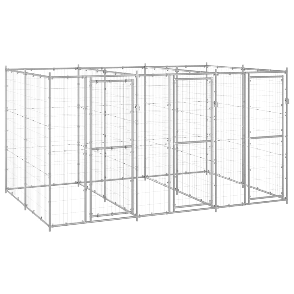 vidaXL Outdoor Dog Kennel Galvanized Steel 78.1 ft