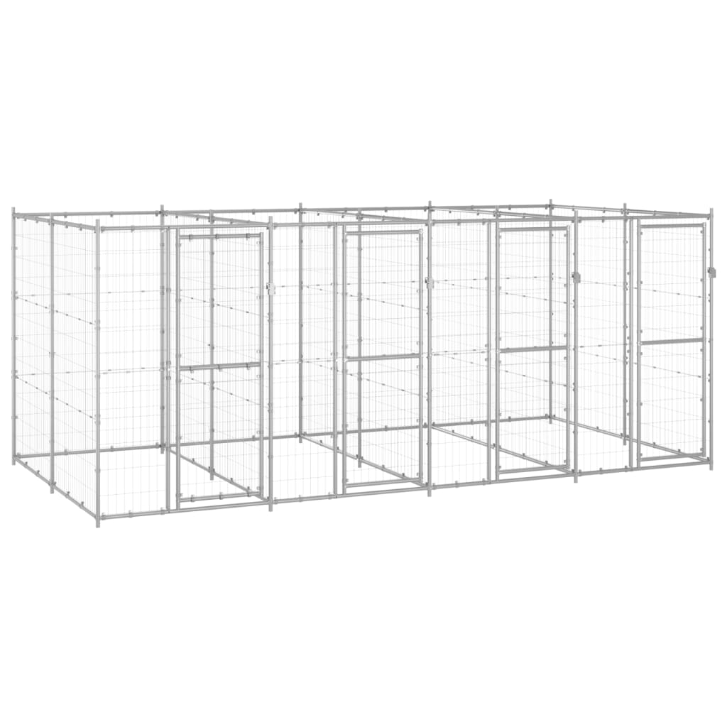vidaXL Outdoor Dog Kennel Galvanized Steel 104.2 ft