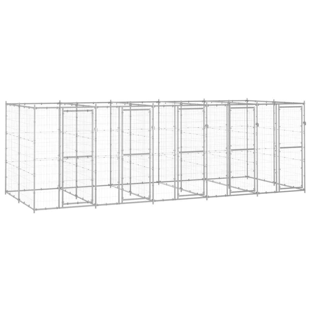 vidaXL Outdoor Dog Kennel Galvanized Steel 130.2 ft
