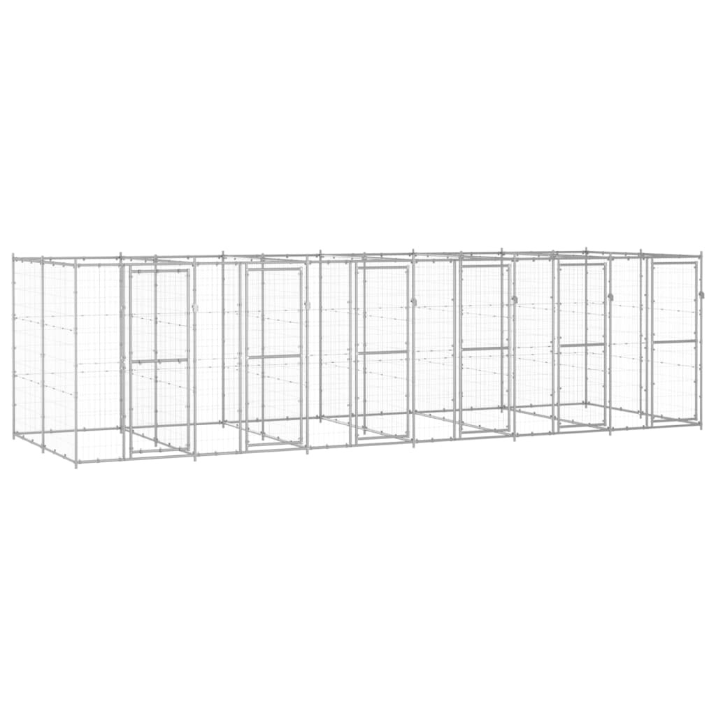 vidaXL Outdoor Dog Kennel Galvanized Steel 156.3 ft