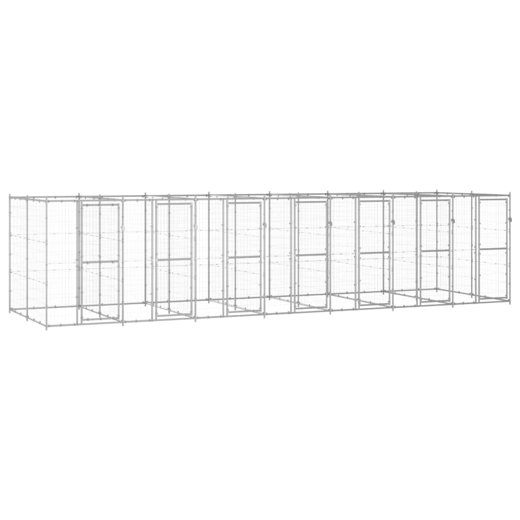 vidaXL Outdoor Dog Kennel Galvanized Steel 182.3 ft