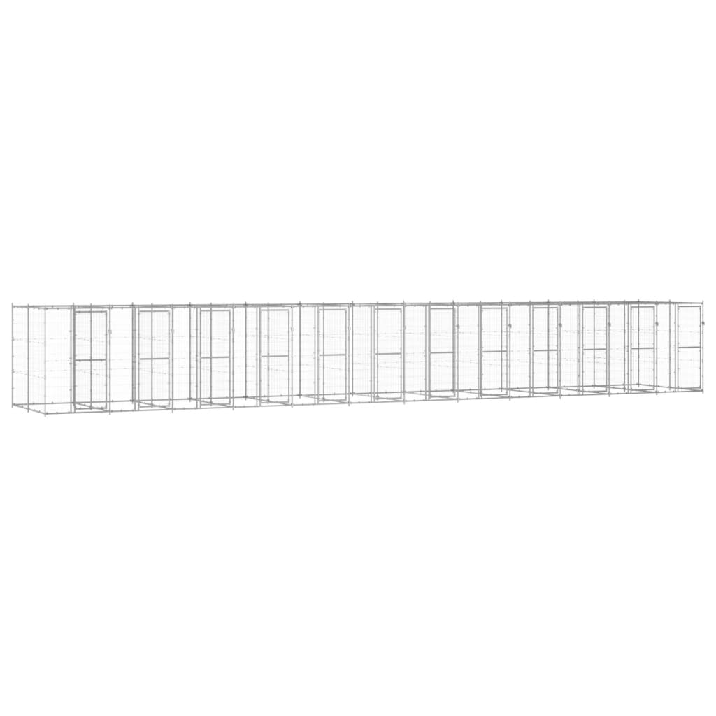 vidaXL Outdoor Dog Kennel Galvanized Steel 312.6 ft