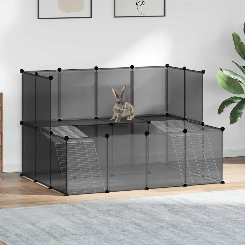 vidaXL Small Animal Cage Black 56.3x42.1x36.6 PP and Steel