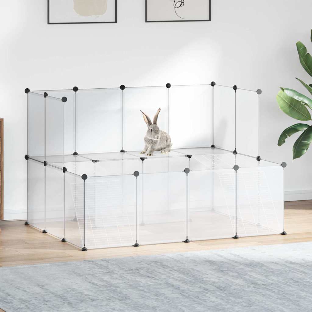vidaXL Small Animal Cage Transparent 56.3x42.1x36.6 PP and Steel