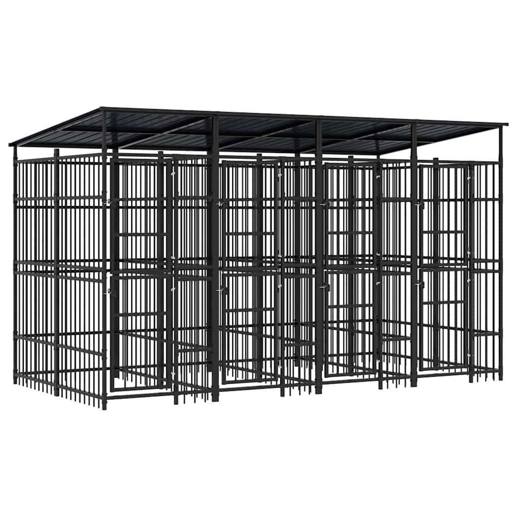 vidaXL Outdoor Dog Kennel with Roof Steel 79.3 ft