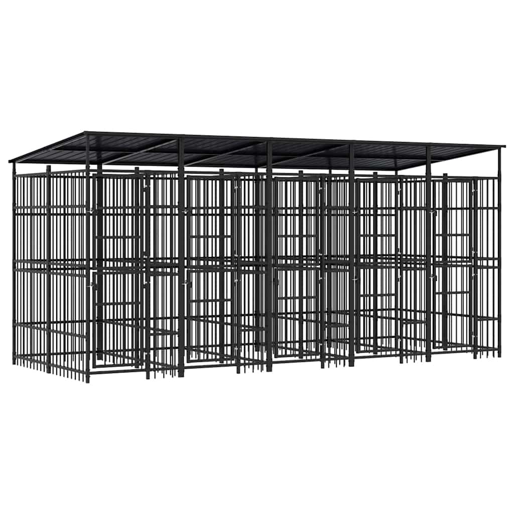 vidaXL Outdoor Dog Kennel with Roof Steel 99.2 ft