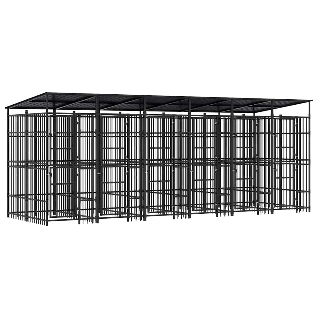 vidaXL Outdoor Dog Kennel with Roof Steel 119 ft