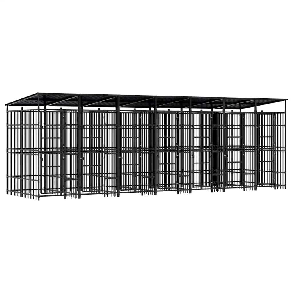 vidaXL Outdoor Dog Kennel with Roof Steel 138.9 ft
