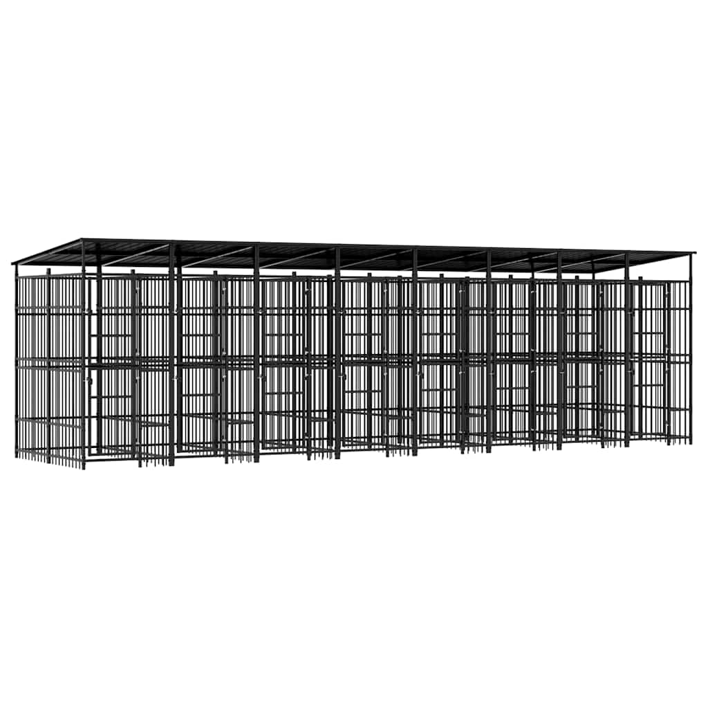 vidaXL Outdoor Dog Kennel with Roof Steel 158.8 ft