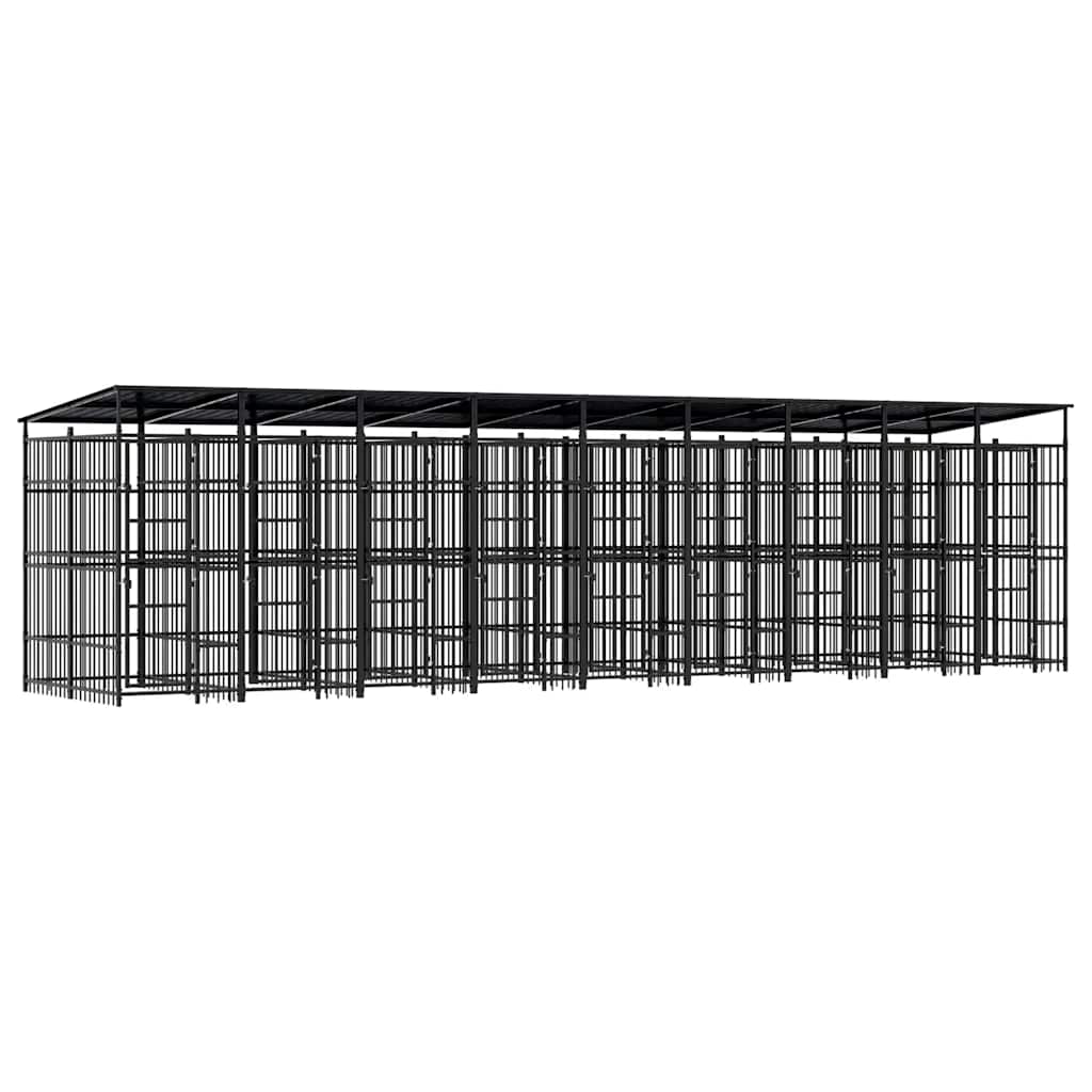 vidaXL Outdoor Dog Kennel with Roof Steel 178.6 ft