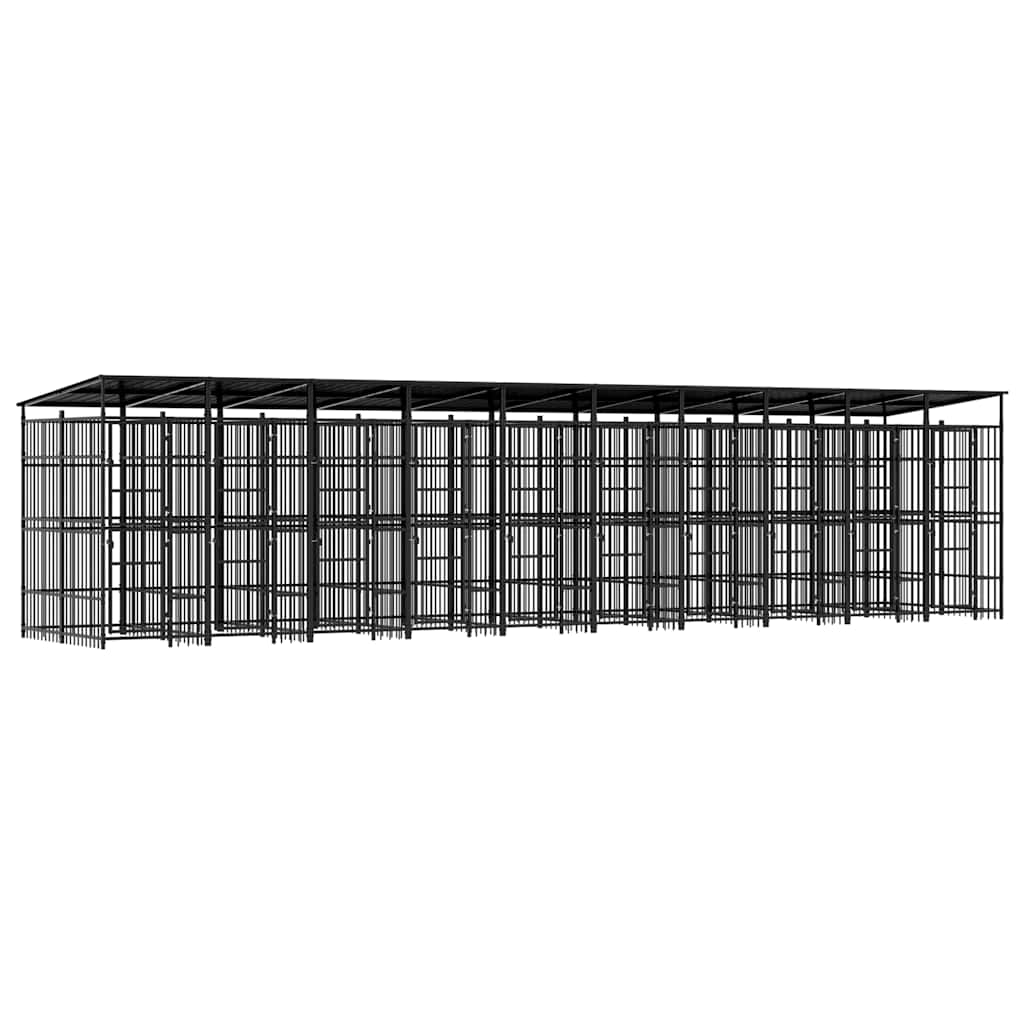 vidaXL Outdoor Dog Kennel with Roof Steel 198.4 ft