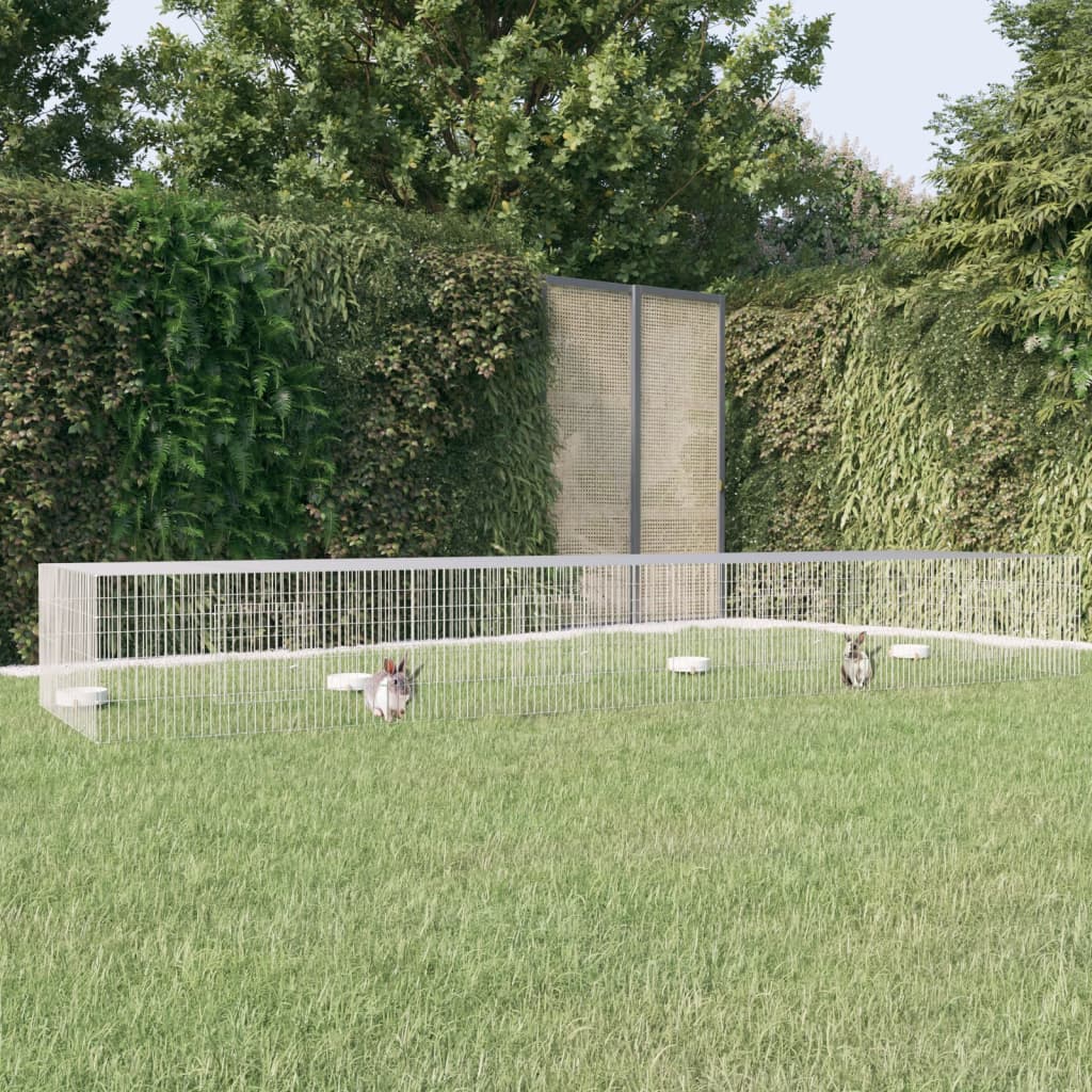 Vidaxl 4-Panel Rabbit Cage 170.5''X42.9''X21.3'' Galvanized Iron