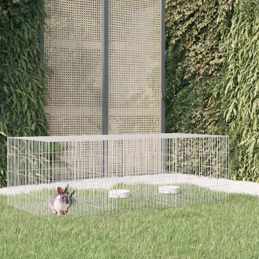 Vidaxl 3-Panel Rabbit Cage 64.2''X31.1''X21.3'' Galvanized Iron