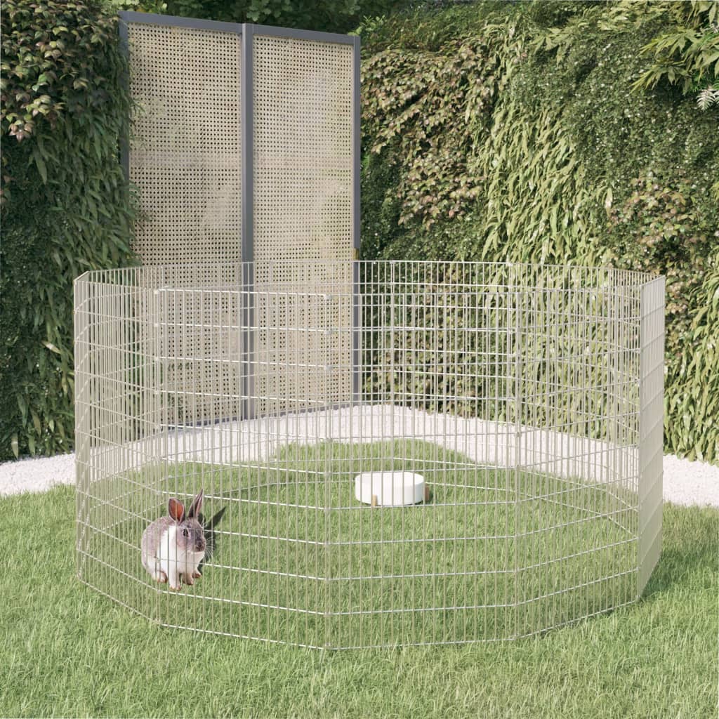 Vidaxl Free Range Animal Enclosure 12-Panel 21.3''X39.4'' Galvanized Iron