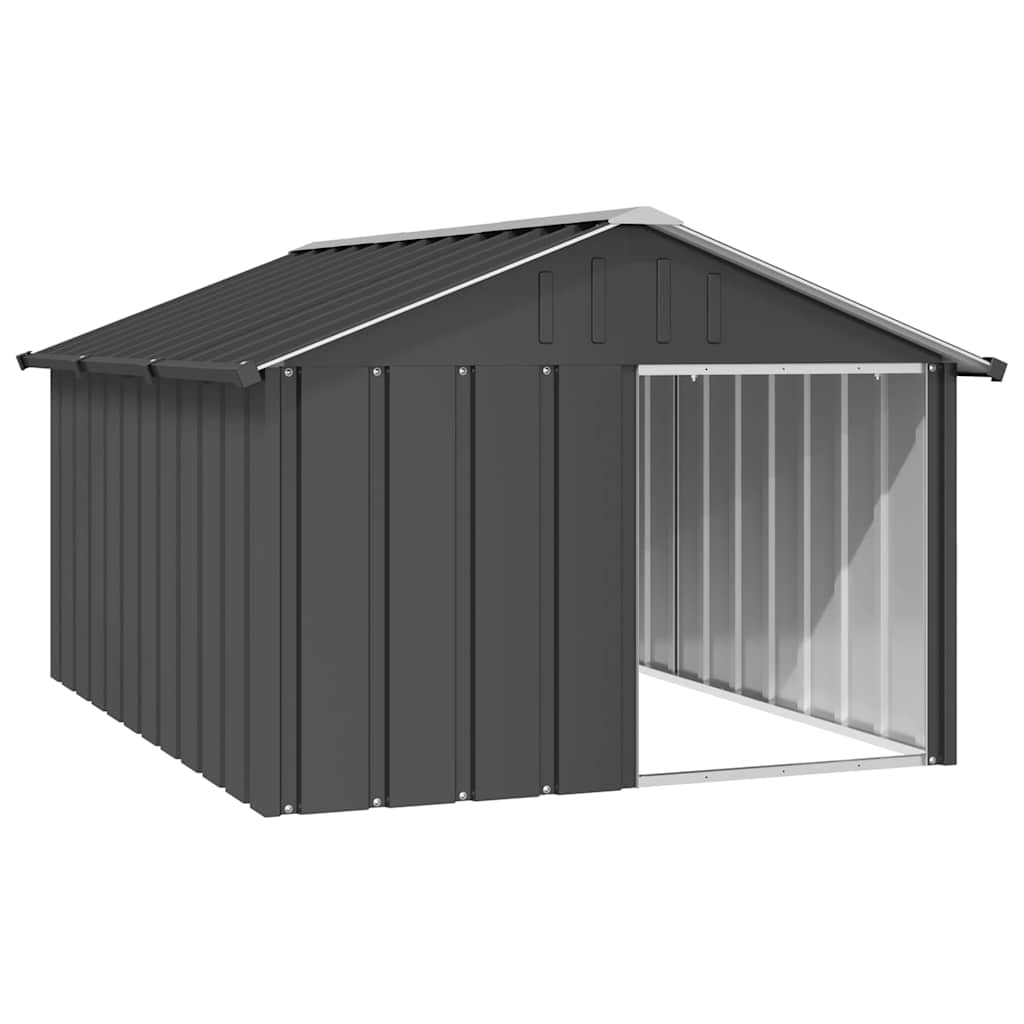 vidaXL Dog House, Outdoor Pet Kennel with Weather Resistant Roof, Durable Outdoor Puppy Shelter Kennel for Pet, Anthracite Galvanized Steel