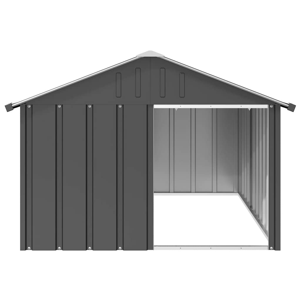 vidaXL Dog House, Outdoor Pet Kennel with Weather Resistant Roof, Durable Outdoor Puppy Shelter Kennel for Pet, Anthracite Galvanized Steel