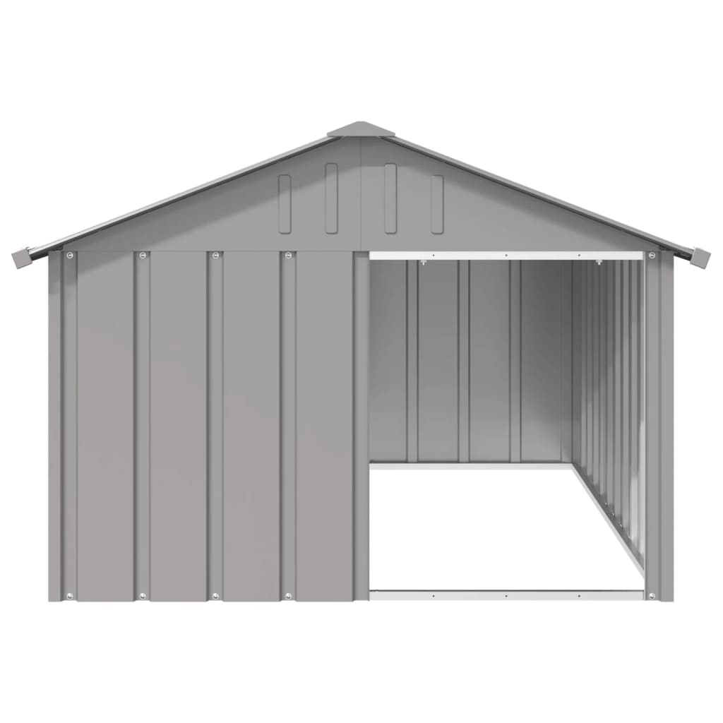 vidaXL Dog House Outdoor Kennel - Gray Galvanized Steel Pet Shelter