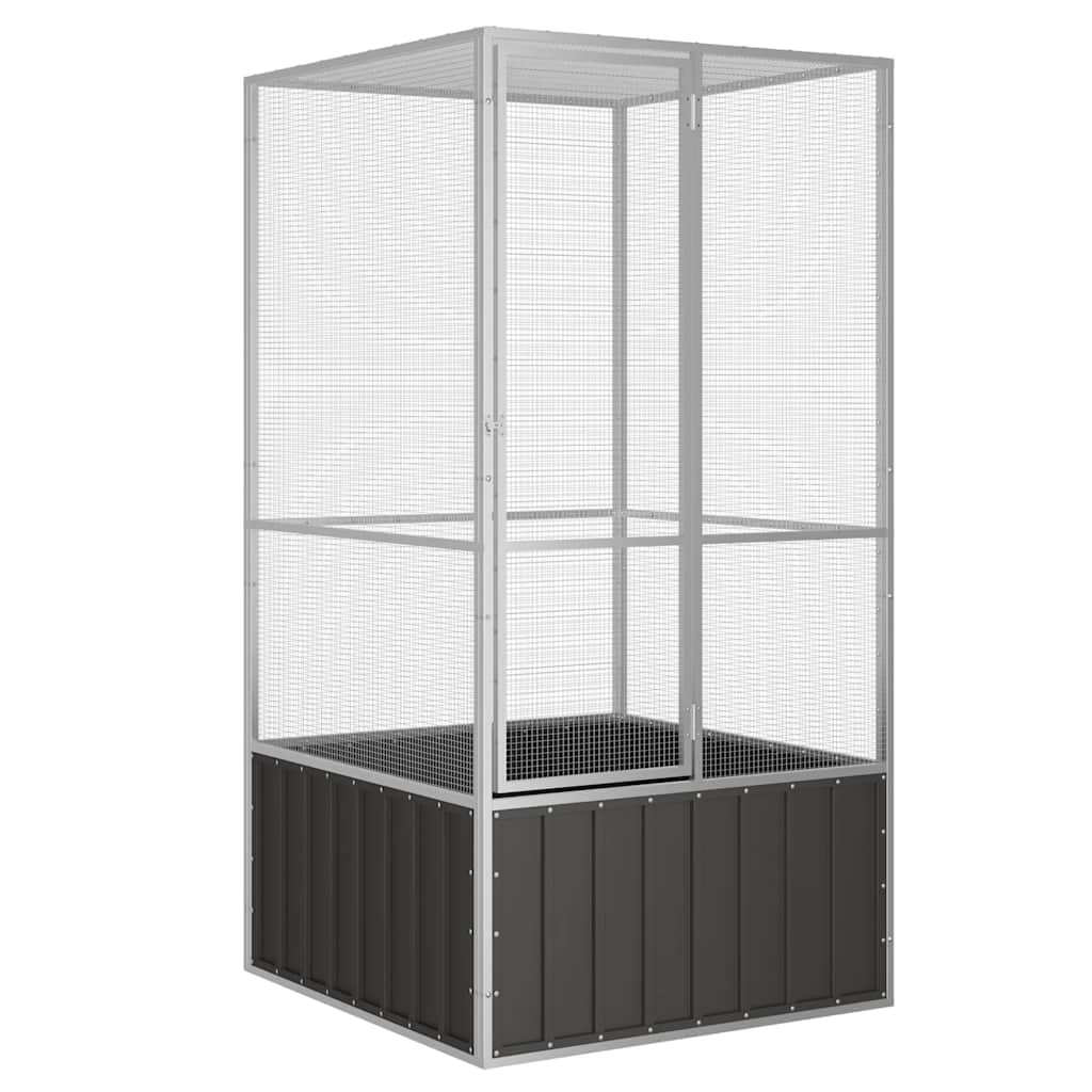 vidaXL Bird Cage - Large, Secure & Ventilated Aviary, Galvanized Steel Construction, Anthracite, Perfect for Playing, Exercising and Training Birds