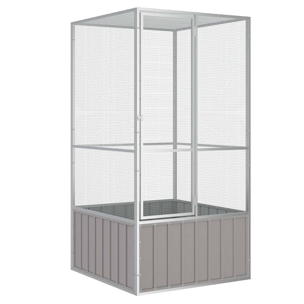 vidaXL Spacious Bird Cage - Galvanized Steel Construction, Large Access Gate, Safe and Secure Design for Birds - Durable, Gray Color