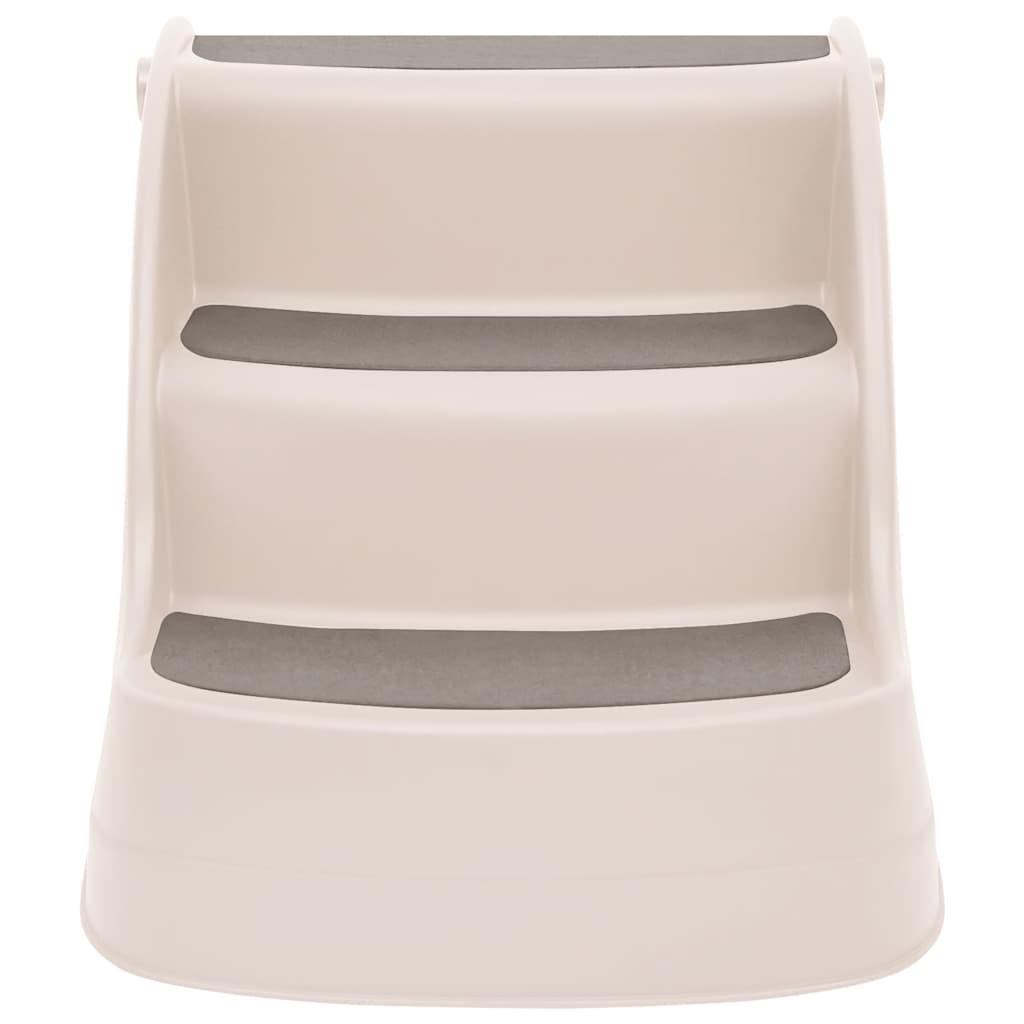 Vidaxl Folding Pet Stairs, 3-Step, Non-Slip Steps, Easy Assembly, Suitable For Small And Large Pets, High Load Capacity, Space Saving Design, Cream Plastic