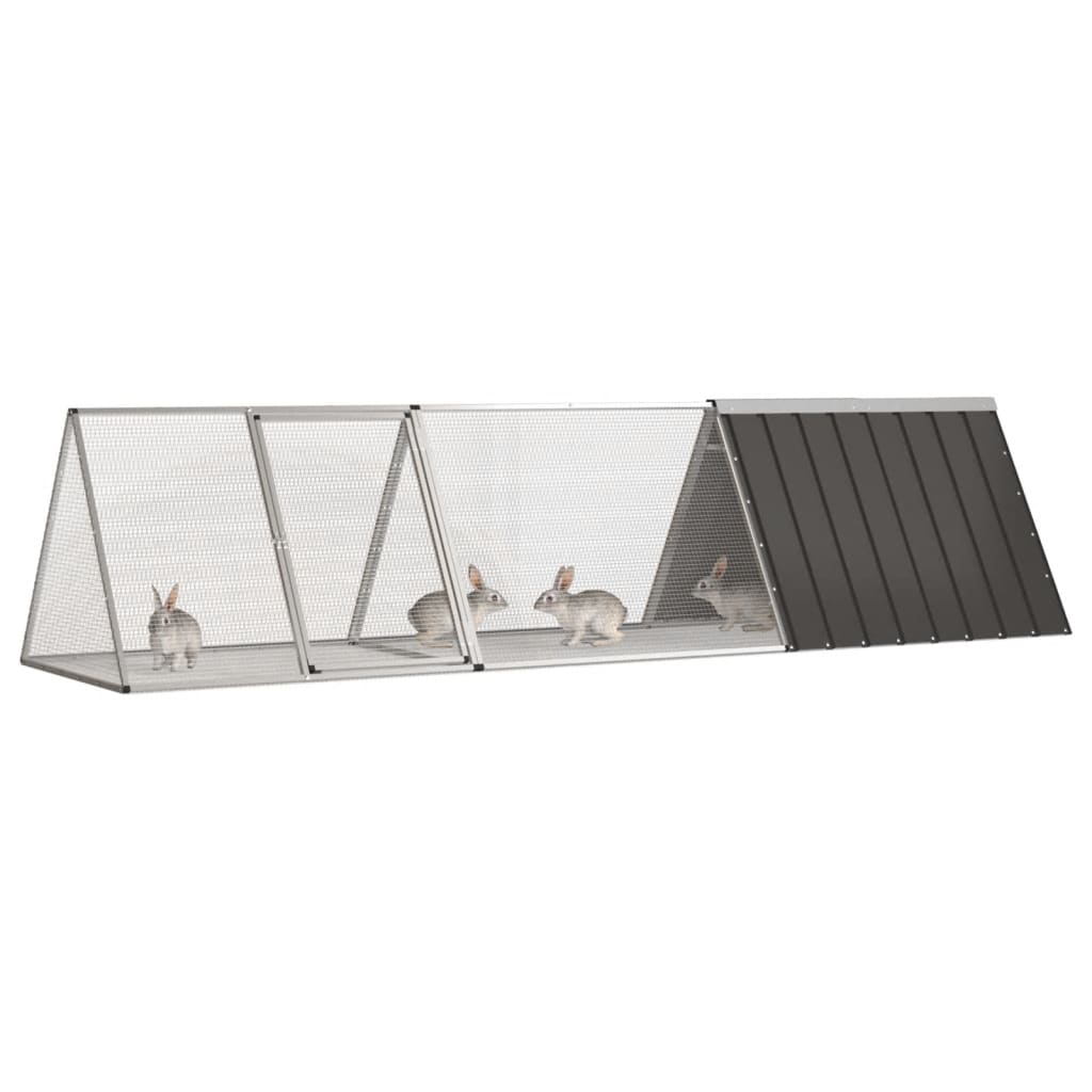 Vidaxl Rabbit Cage Anthracite 302.5X80.5X71 Cm Galvanised Steel